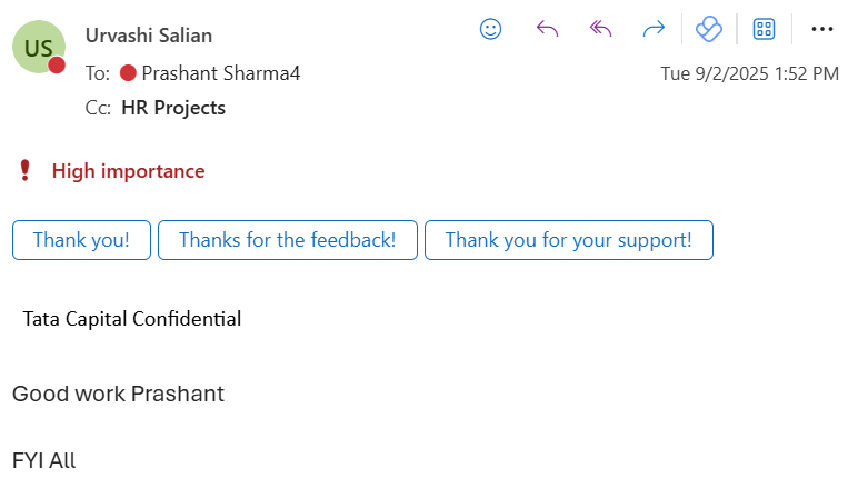 Appreciation Message